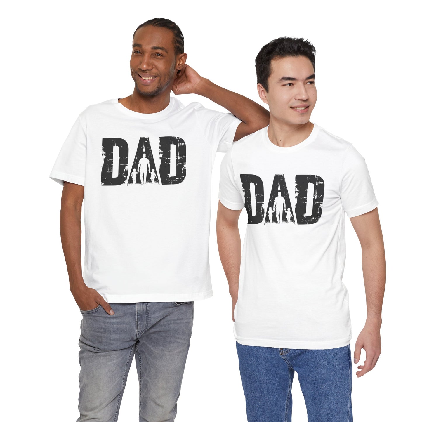 Short Sleeve Tee - D A D Walking Hand in Hand Design Tshirt