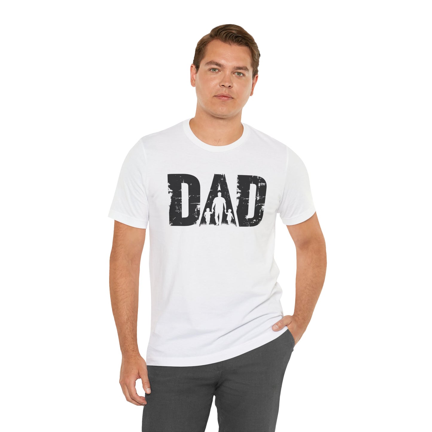 Short Sleeve Tee - D A D Walking Hand in Hand Design Tshirt